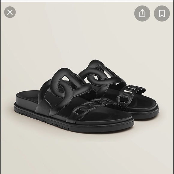 HERMES
Nappa Extra Sandals 37.5 Black - Picture 4 of 14